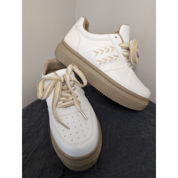 Anthropologie Shoes - Anthropologie White and Tan Sneakers